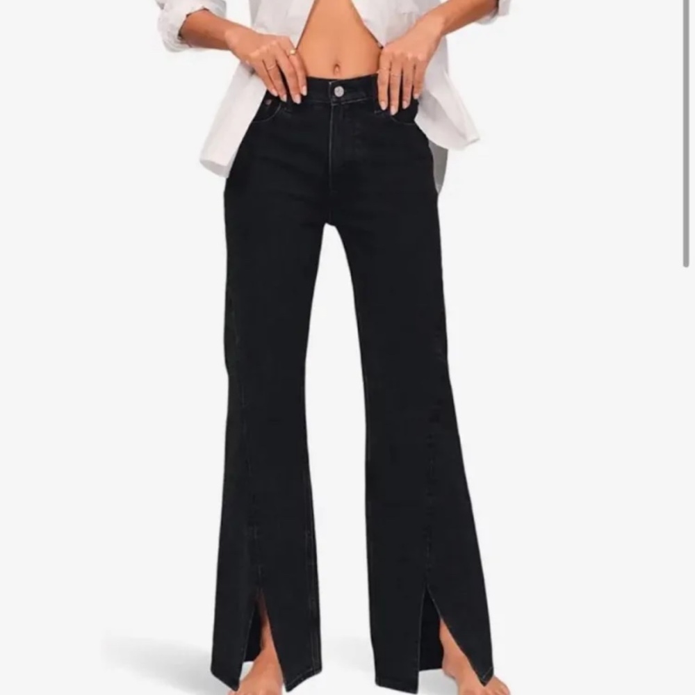 Abercrombie ‘90s relaxed jeans high rise curve love black split hem